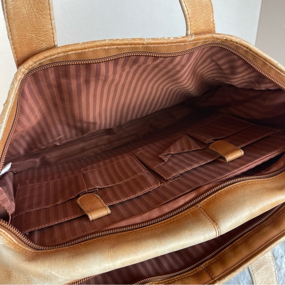 CLAIRE CHASE Genuine Leather Brown Briefcase Tan Leather Men's Bag - Picture 10 of 16